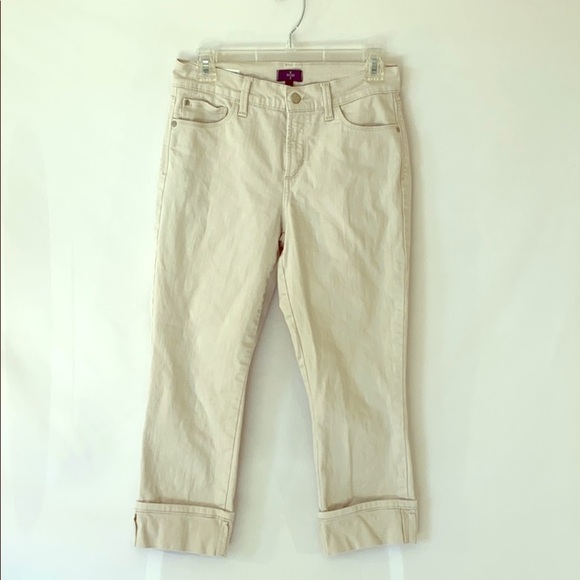 Nydj Wide Cuff Capri Cream Color - Picture 1 of 5